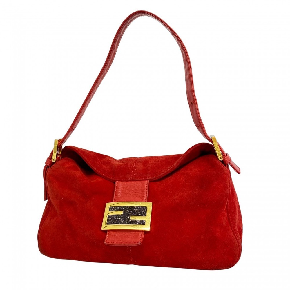 Fendi red handbag suede
